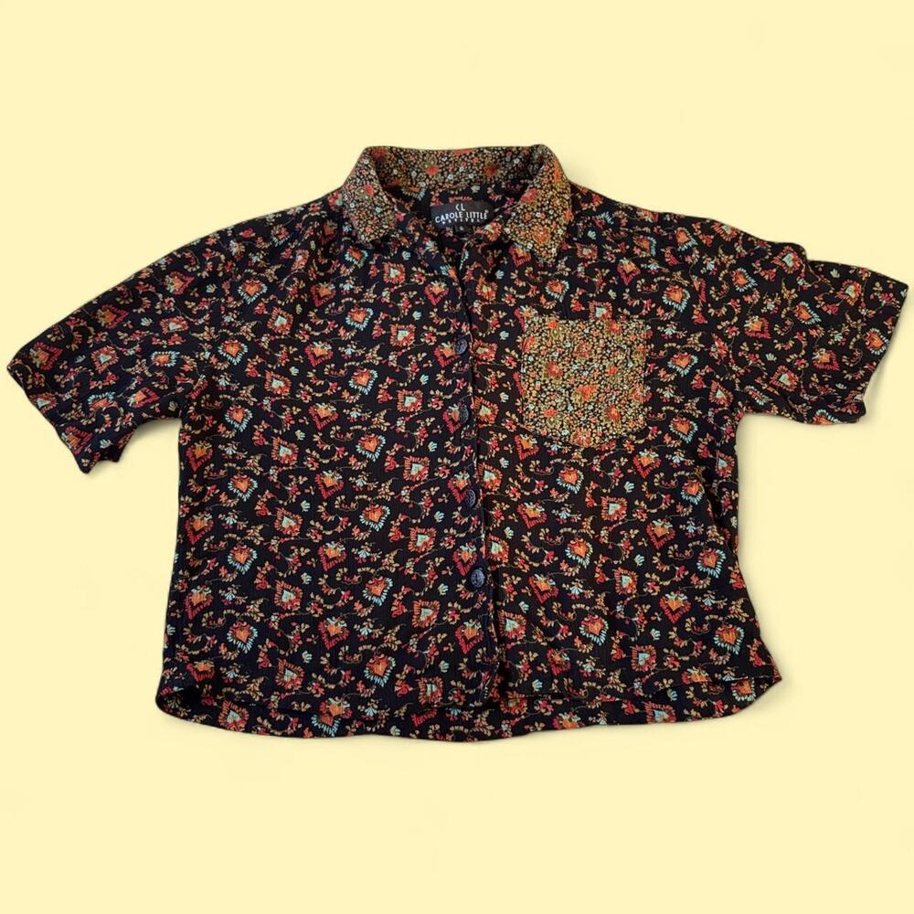 Vintage 90s Paisley Cropped Button-Up